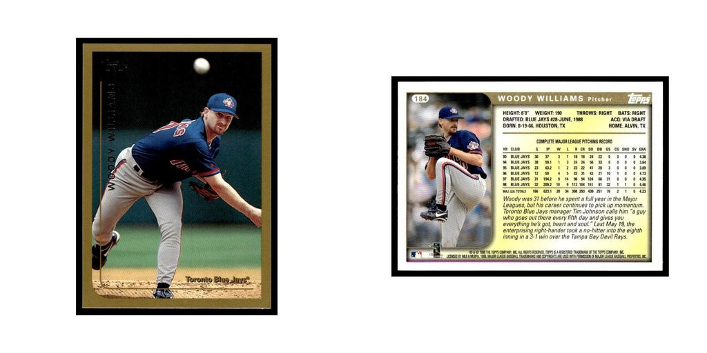 Woody Williams 1999 Topps #184 Toronto Blue Jays Baseball Card NM