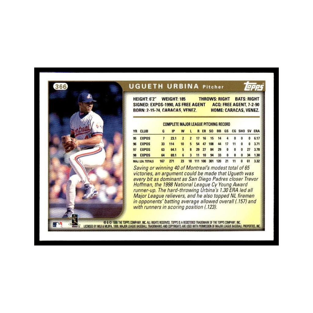 Ugueth Urbina 1999 Topps #366 Montreal Expos Baseball Card NM