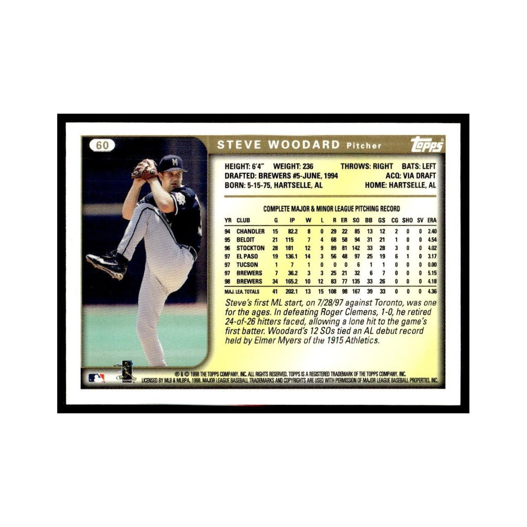 Steve Woodard 1999 Topps #60 Milwaukee Brewers Baseball Card NM