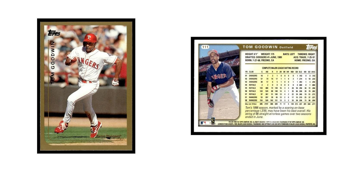 Tom Goodwin 1999 Topps #111 Texas Rangers Baseball Card NM