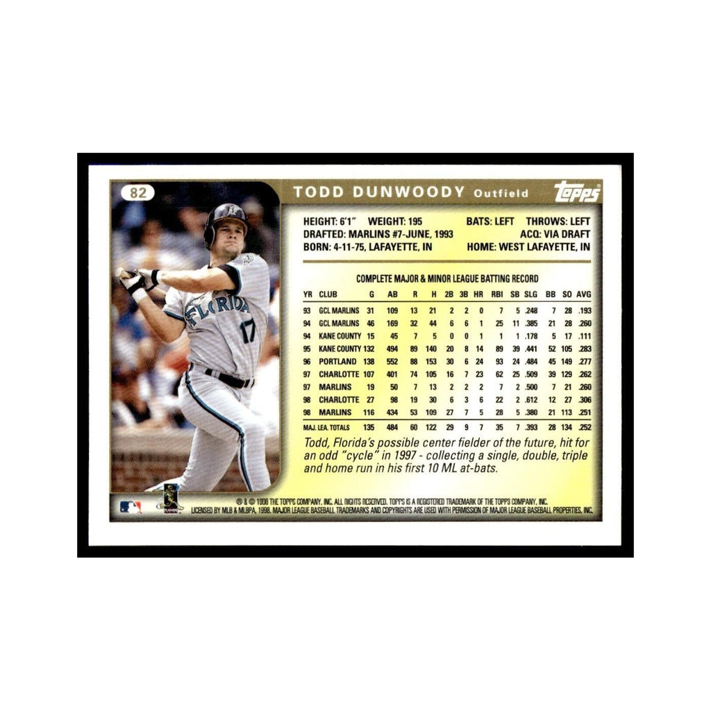 Todd Dunwoody 1999 Topps #82 Florida Marlins Baseball Card NM