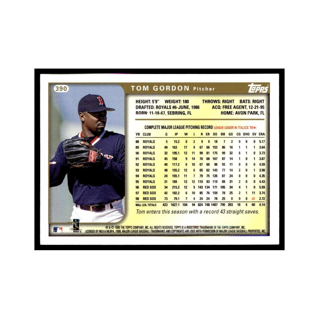 Tom Gordon 1999 Topps #390 Boston Red Sox Baseball Card NM