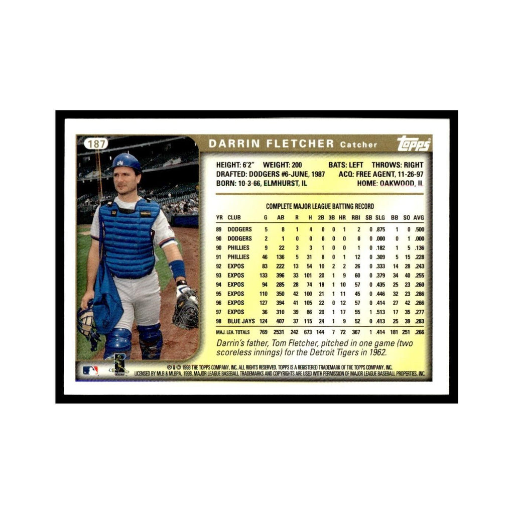 Darrin Fletcher 1999 Topps #187 Toronto Blue Jays Baseball Card NM