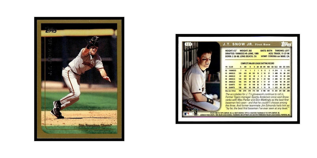 J.T. Snow 1999 Topps #127 San Francisco Giants Baseball Card NM