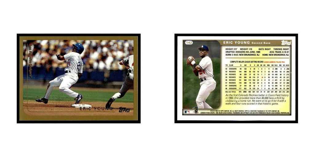 Eric Young 1999 Topps #142 Los Angeles Dodgers Baseball Card NM