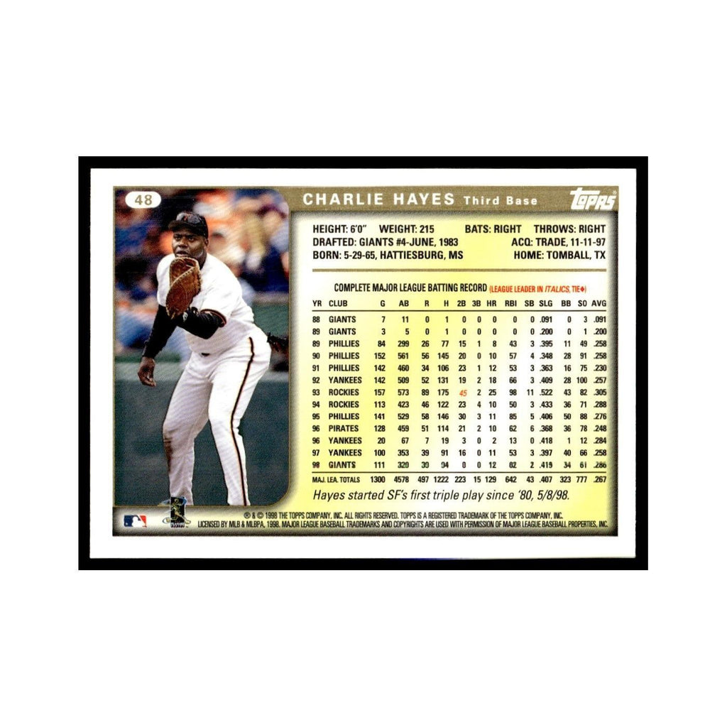 Charlie Hayes 1999 Topps #48 San Francisco Giants Baseball Card NM