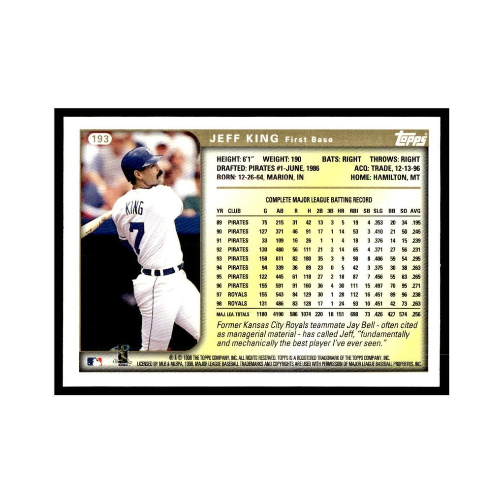 Jeff King 1999 Topps #193 Kansas City Royals Baseball Card NM
