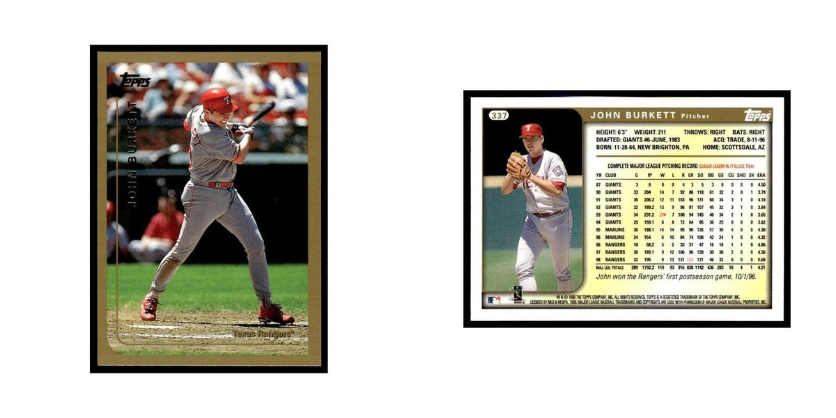 John Burkett 1999 Topps #337 Texas Rangers Baseball Card NM