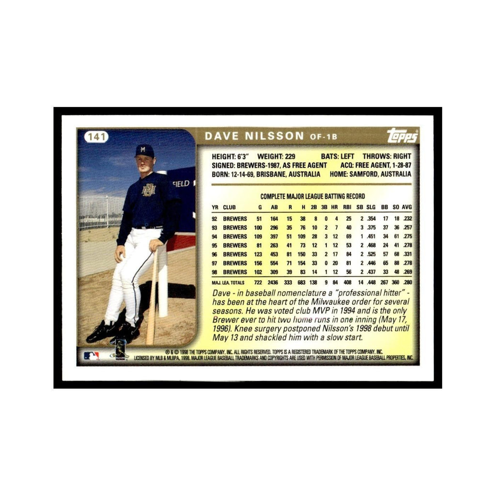 Dave Nilsson 1999 Topps #141 Milwaukee Brewers Baseball Card NM