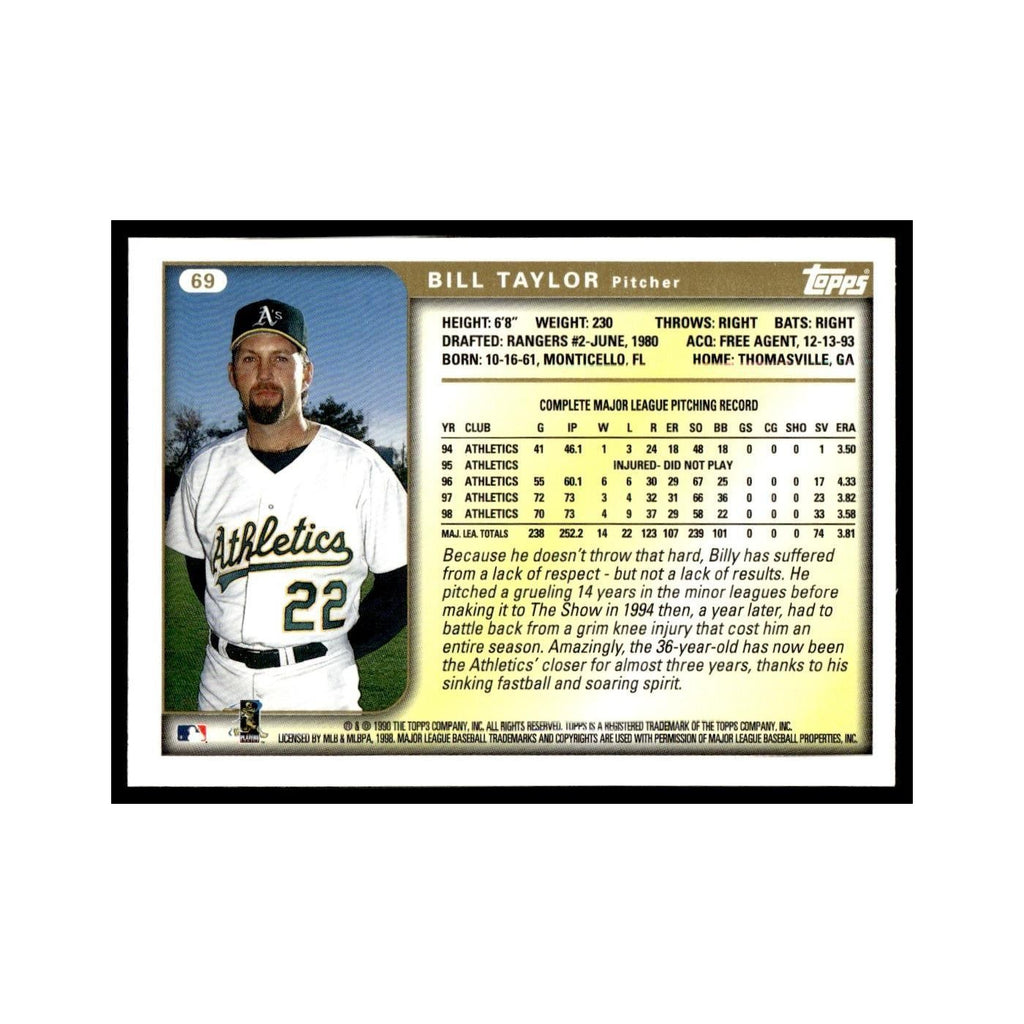Bill Taylor 1999 Topps #69 Oakland Athletics Baseball Card NM