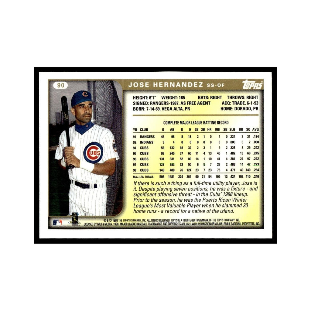 Jose Hernandez 1999 Topps #90 Chicago Cubs Baseball Card NM