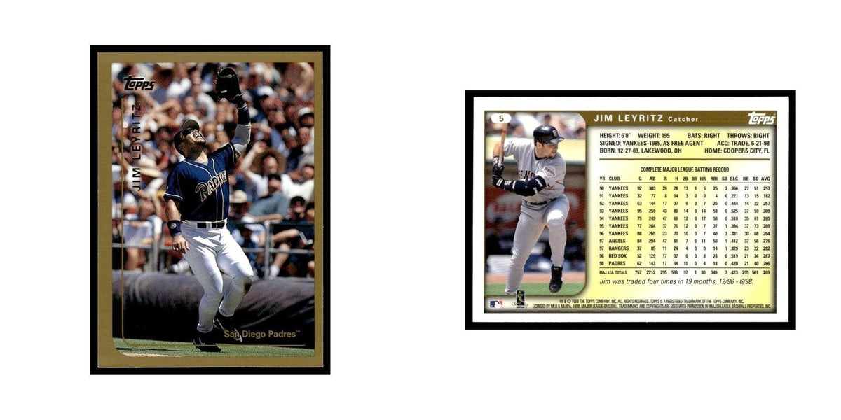 Jim Leyritz 1999 Topps #5 San Diego Padres Baseball Card NM