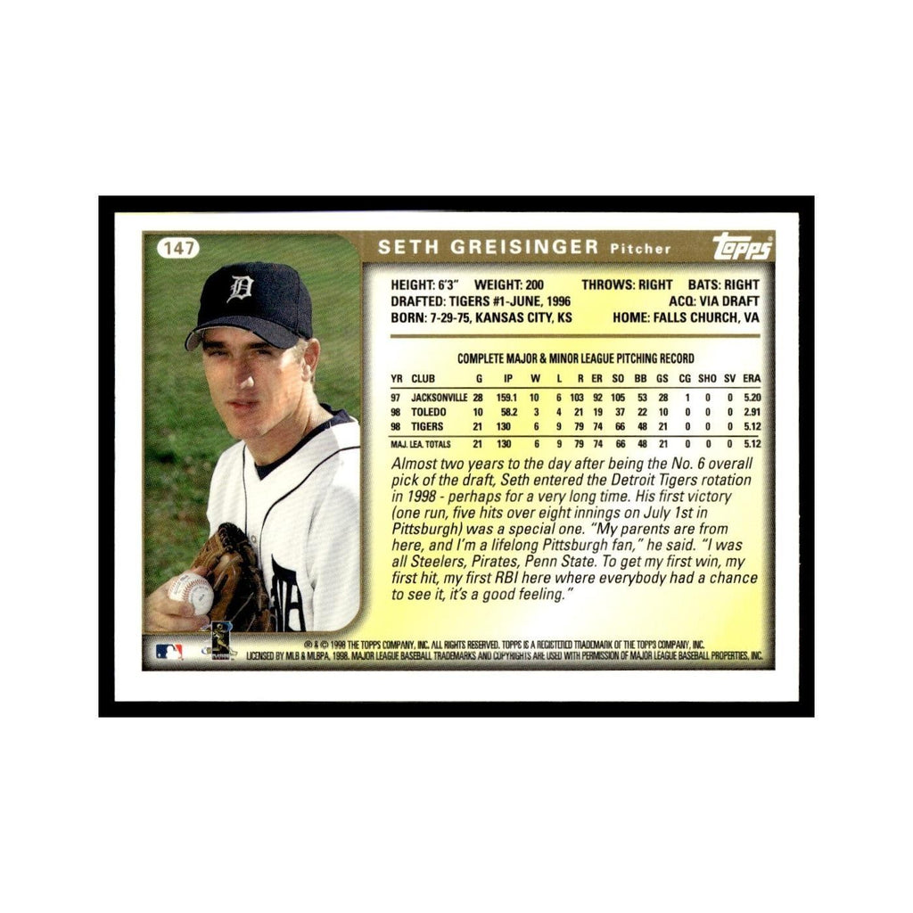 Seth Greisinger 1999 Topps #147 Detroit Tigers Baseball Card NM