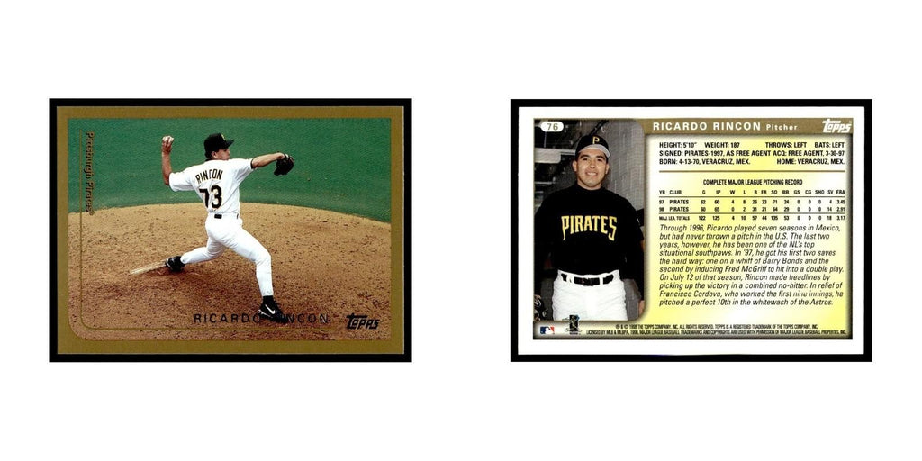 Ricardo Rincon 1999 Topps #76 Pittsburgh Pirates Baseball Card NM
