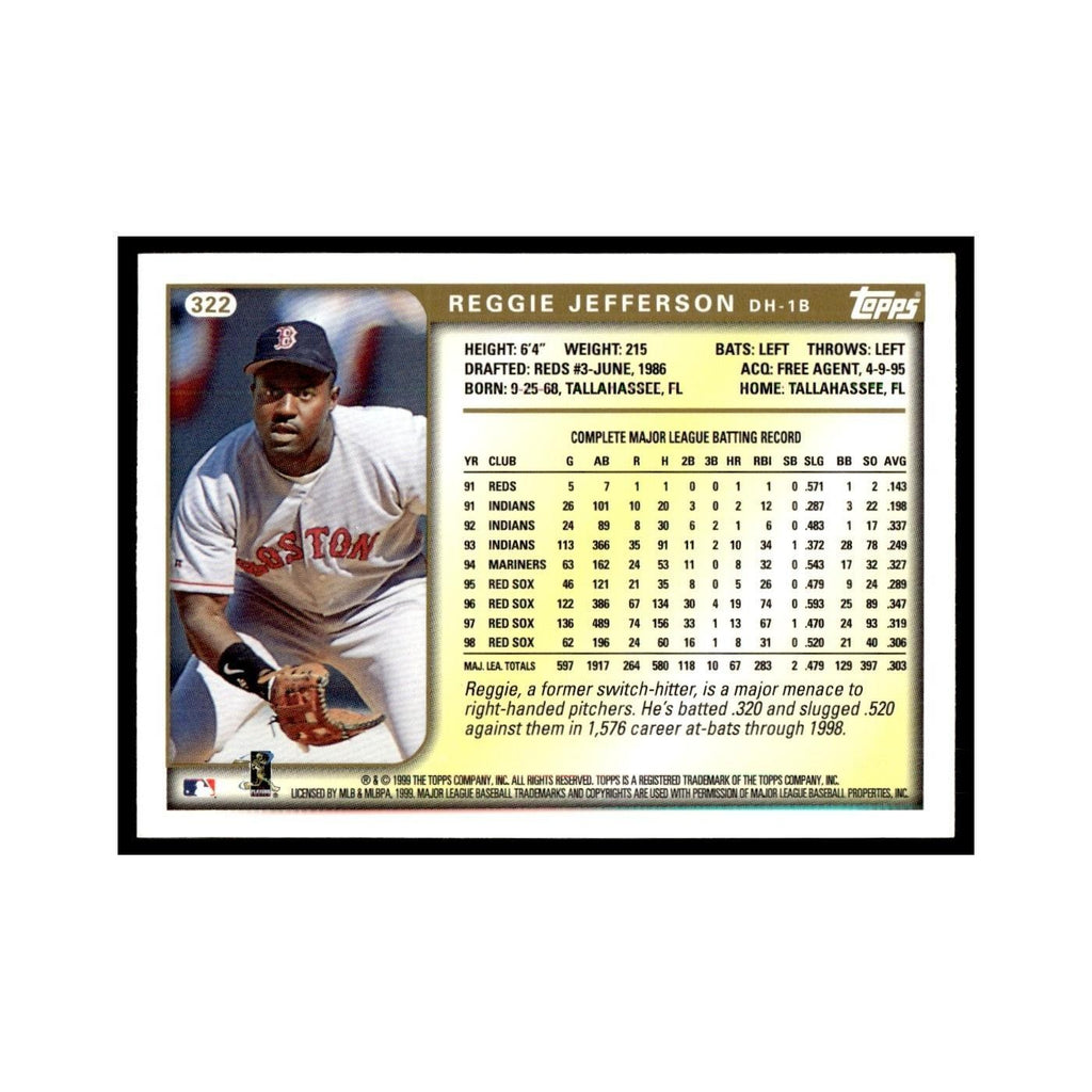 Reggie Jefferson 1999 Topps #322 Boston Red Sox Baseball Card NM