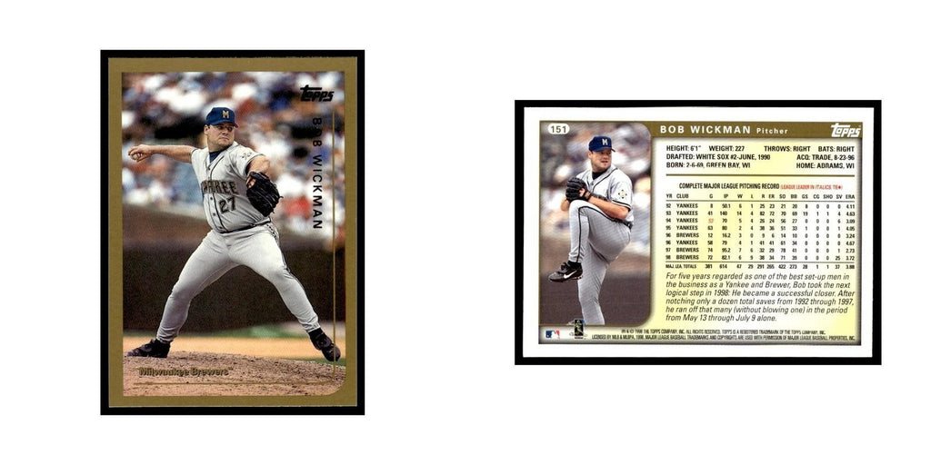Bob Wickman 1999 Topps #151 Milwaukee Brewers Baseball Card NM