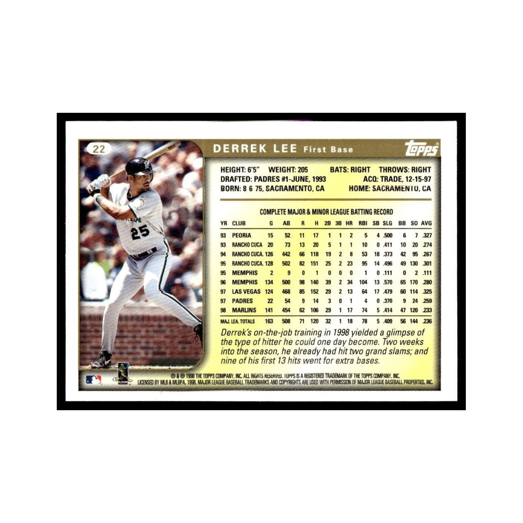 Derrek Lee 1999 Topps #22 Florida Marlins Baseball Card NM