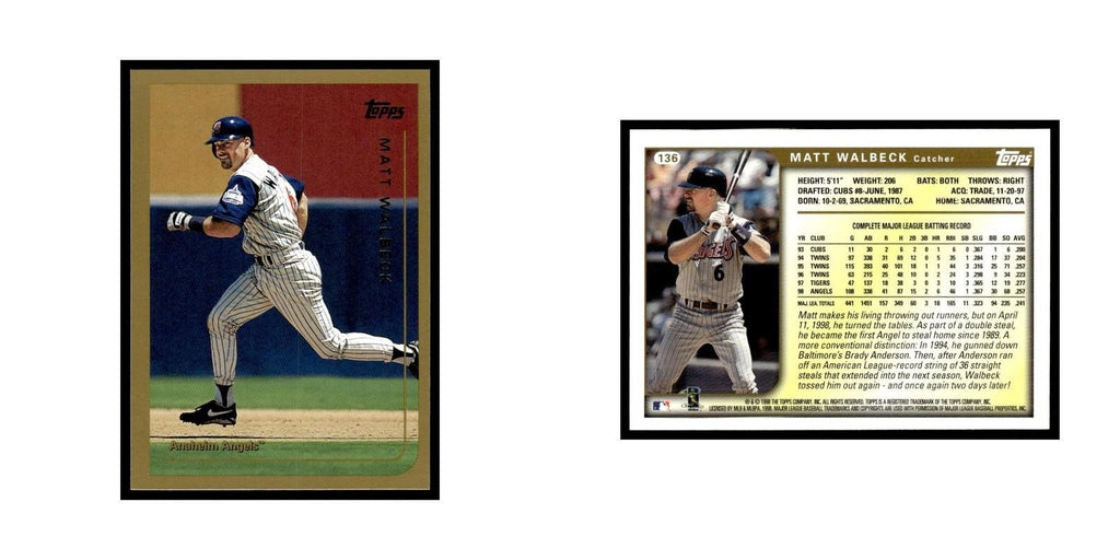 Matt Walbeck 1999 Topps #136 Anaheim Angels Baseball Card NM