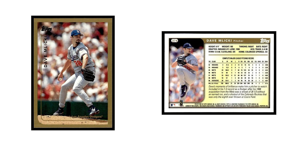 Dave Mlicki 1999 Topps #374 Los Angeles Dodgers Baseball Card NM