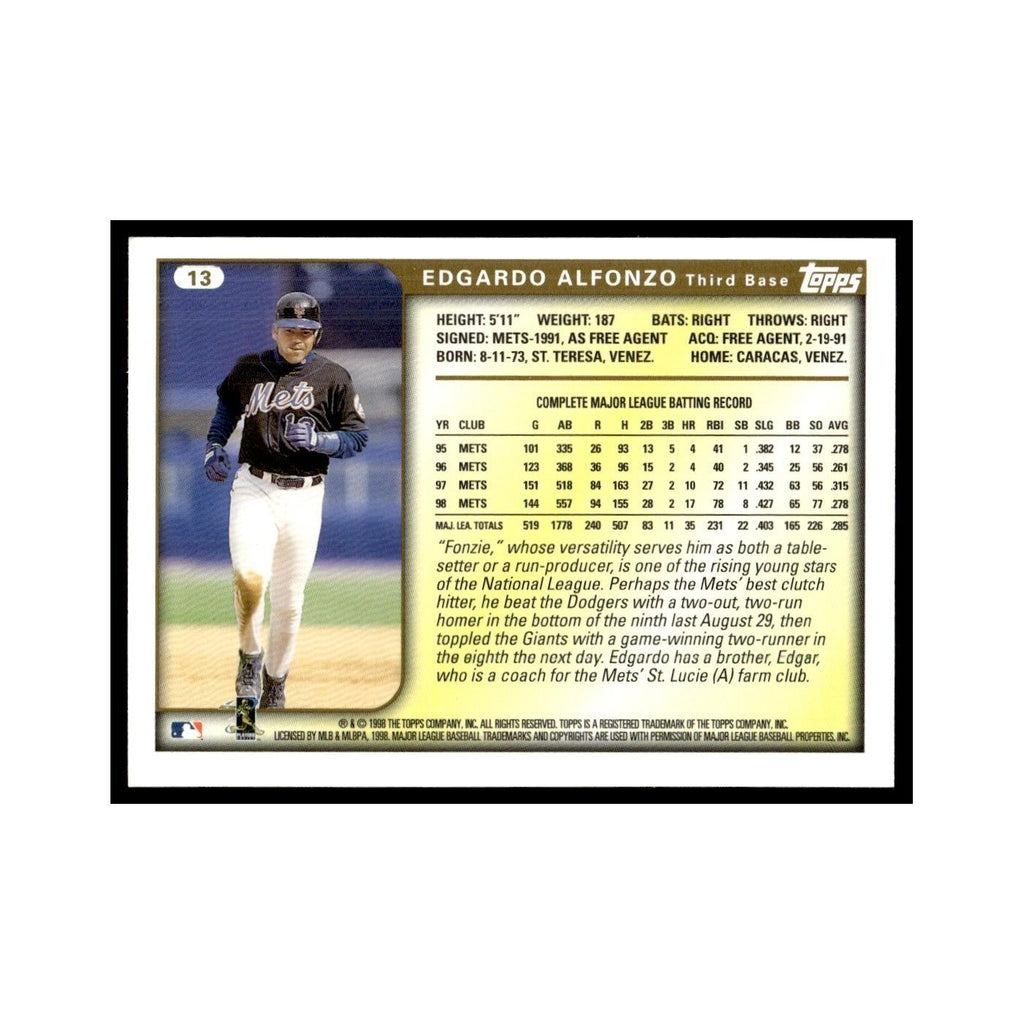 Edgardo Alfonzo 1999 Topps #13 New York Mets Baseball Card NM