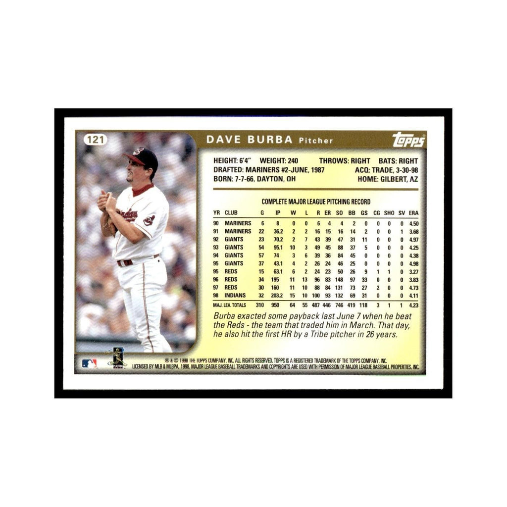 Dave Burba 1999 Topps #121 Cleveland Indians Baseball Card NM