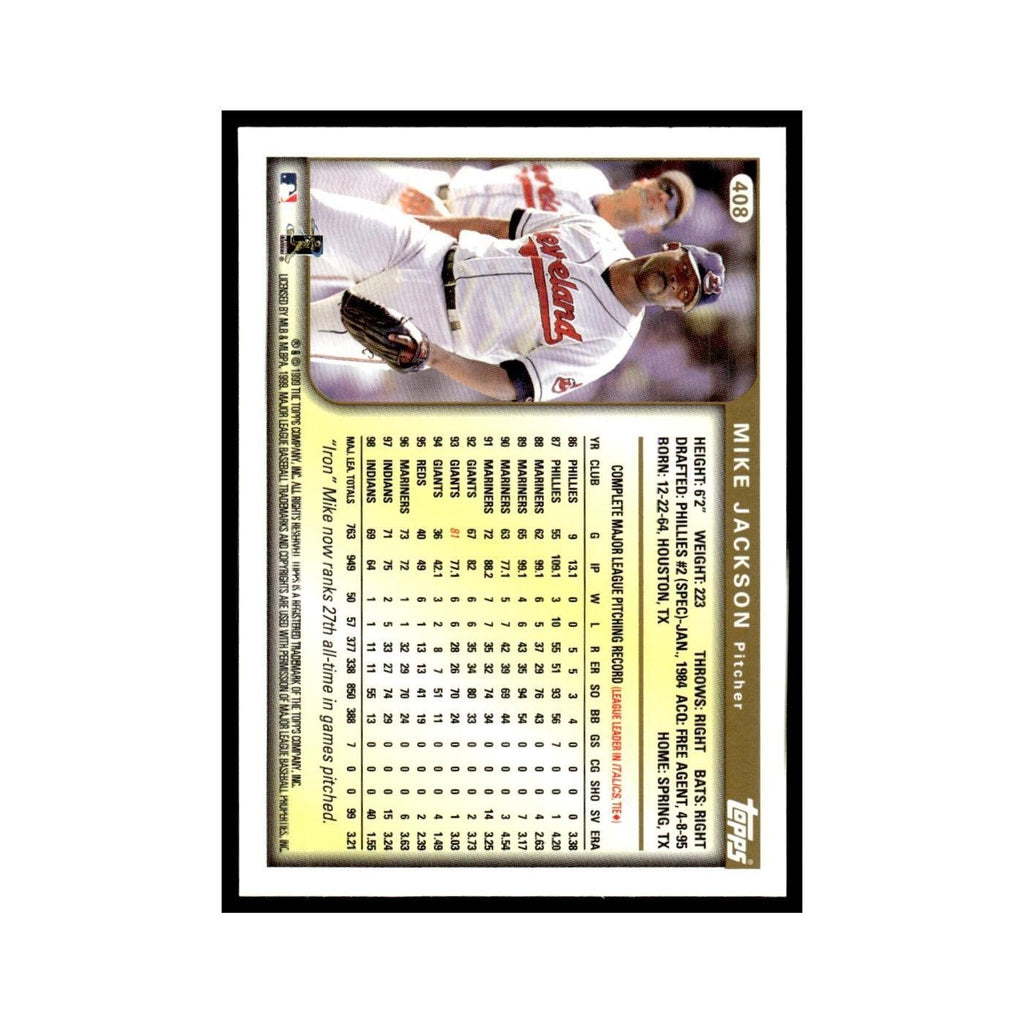 Mike Jackson 1999 Topps #408 Cleveland Indians Baseball Card NM