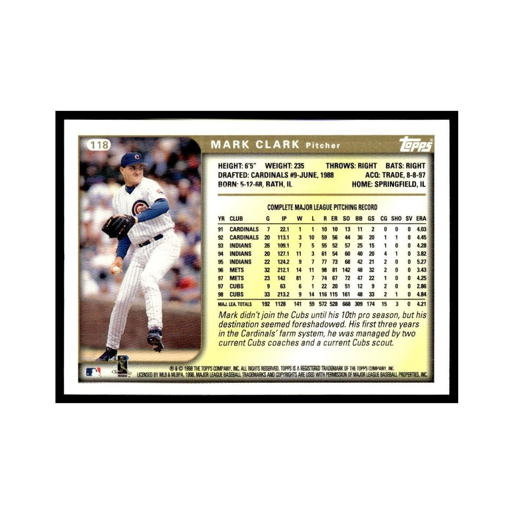 Mark Clark 1999 Topps #118 Chicago Cubs Baseball Card NM