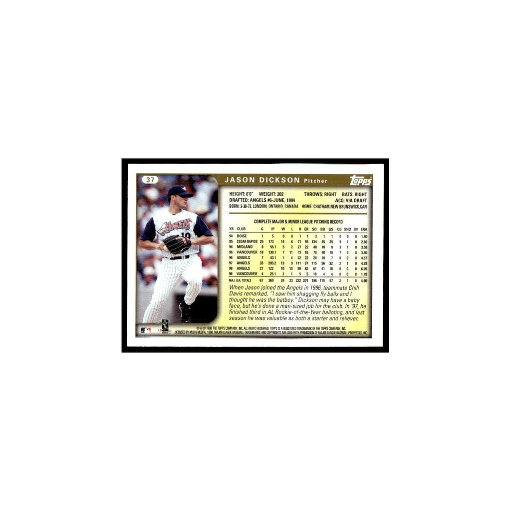 Jason Dickson 1999 Topps #37 Anaheim Angels Baseball Card NM