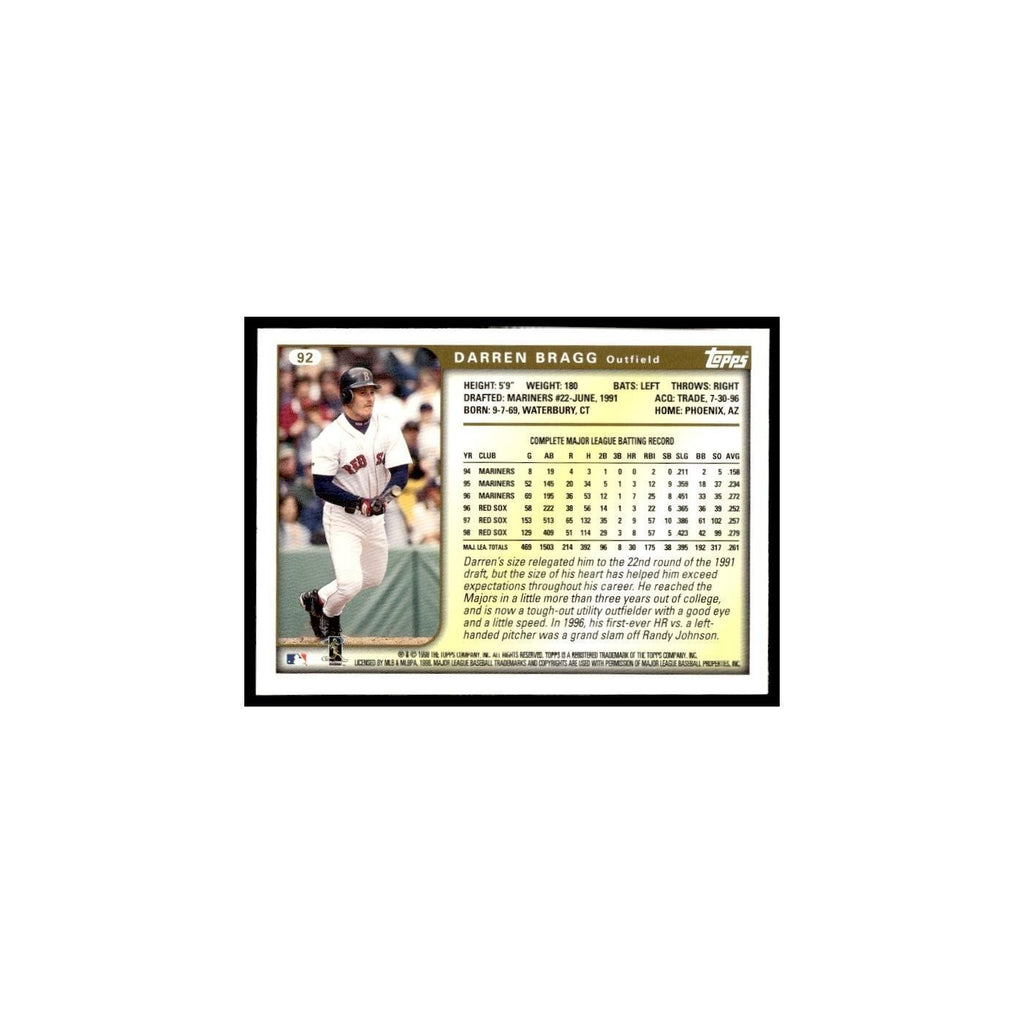 Darren Bragg 1999 Topps #92 Boston Red Sox Baseball Card NM
