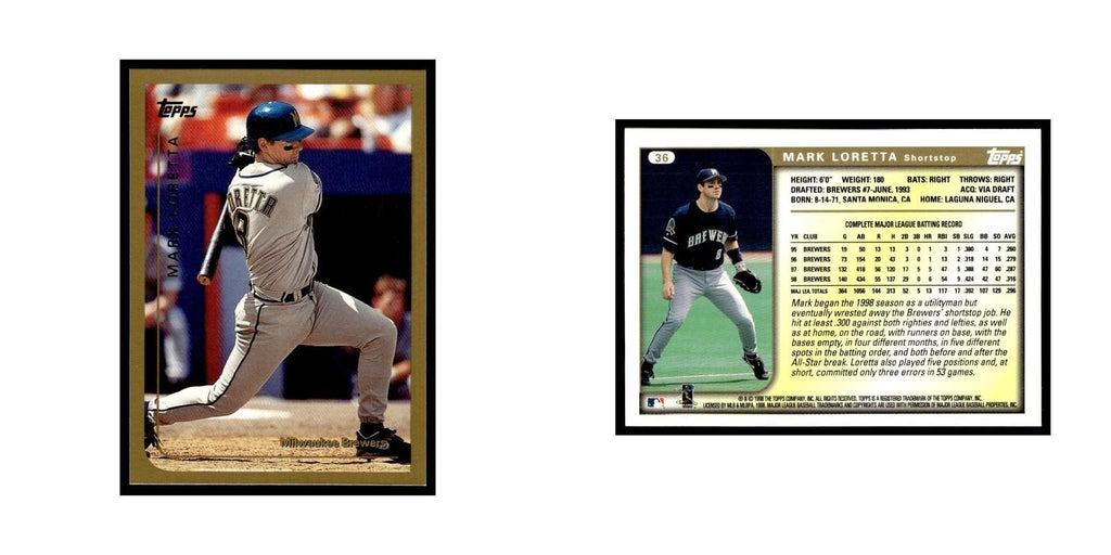 Mark Loretta 1999 Topps #36 Milwaukee Brewers Baseball Card NM