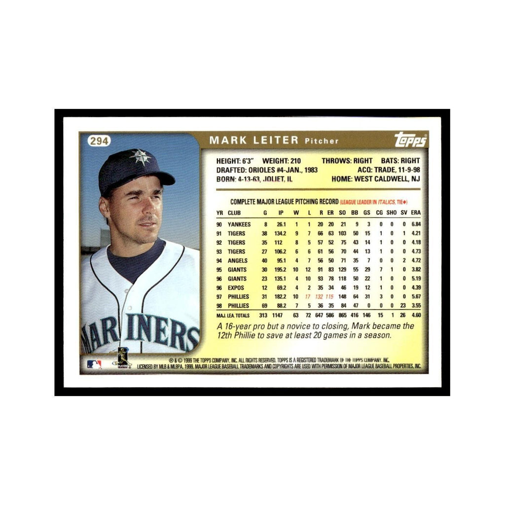 Mark Leiter 1999 Topps #294 Seattle Mariners Baseball Card NM