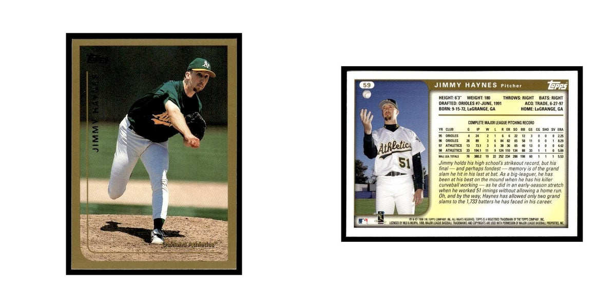 Jimmy Haynes 1999 Topps #59 Oakland Athletics Baseball Card NM