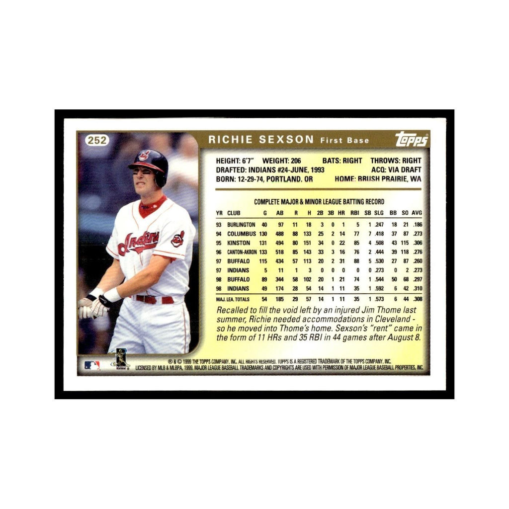 Richie Sexson 1999 Topps #252 Cleveland Indians Baseball Card NM