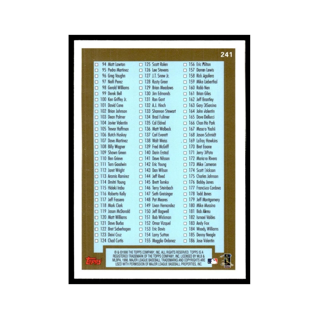 Series 1 Checklist 1999 Topps #241 Baseball Card NM
