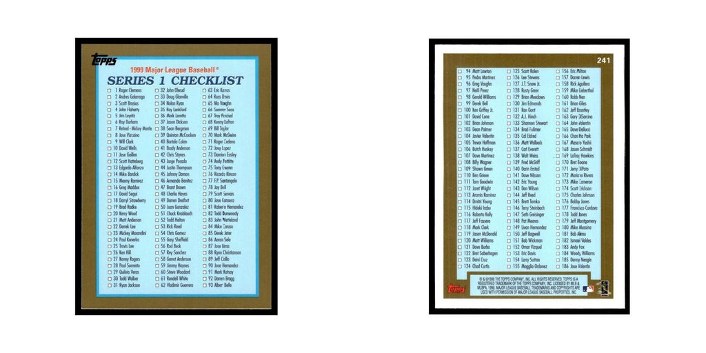 Series 1 Checklist 1999 Topps #241 Baseball Card NM