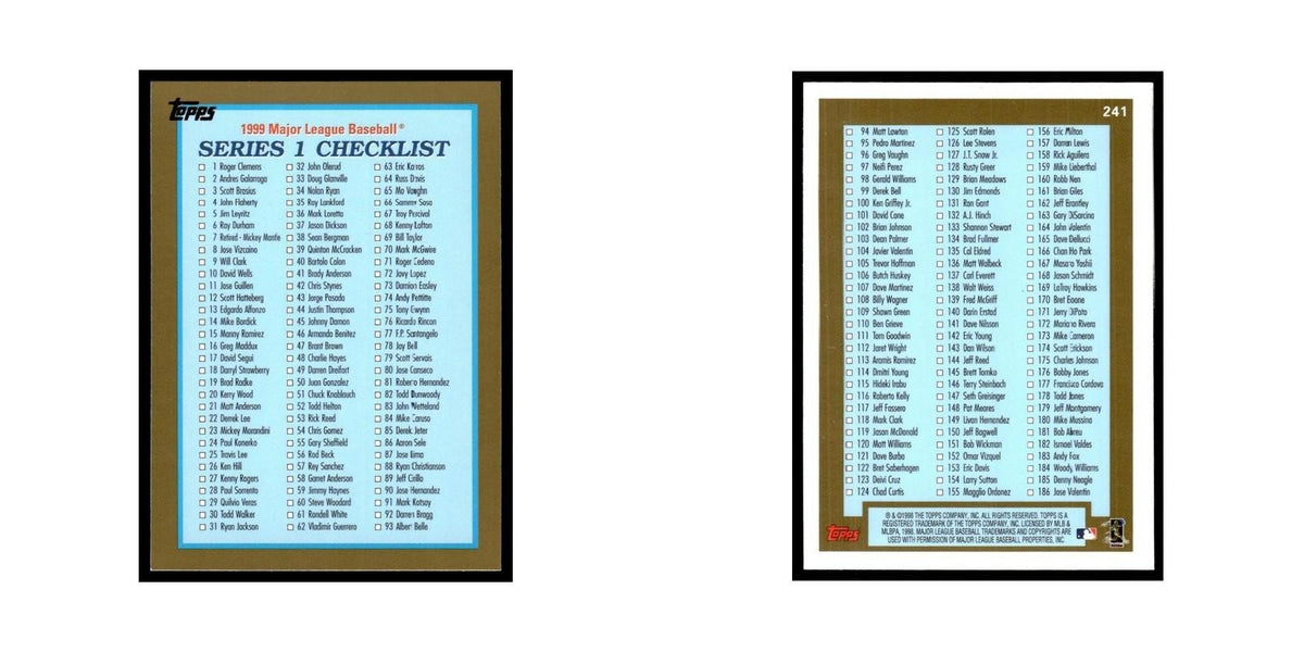 Series 1 Checklist 1999 Topps #241 Baseball Card NM