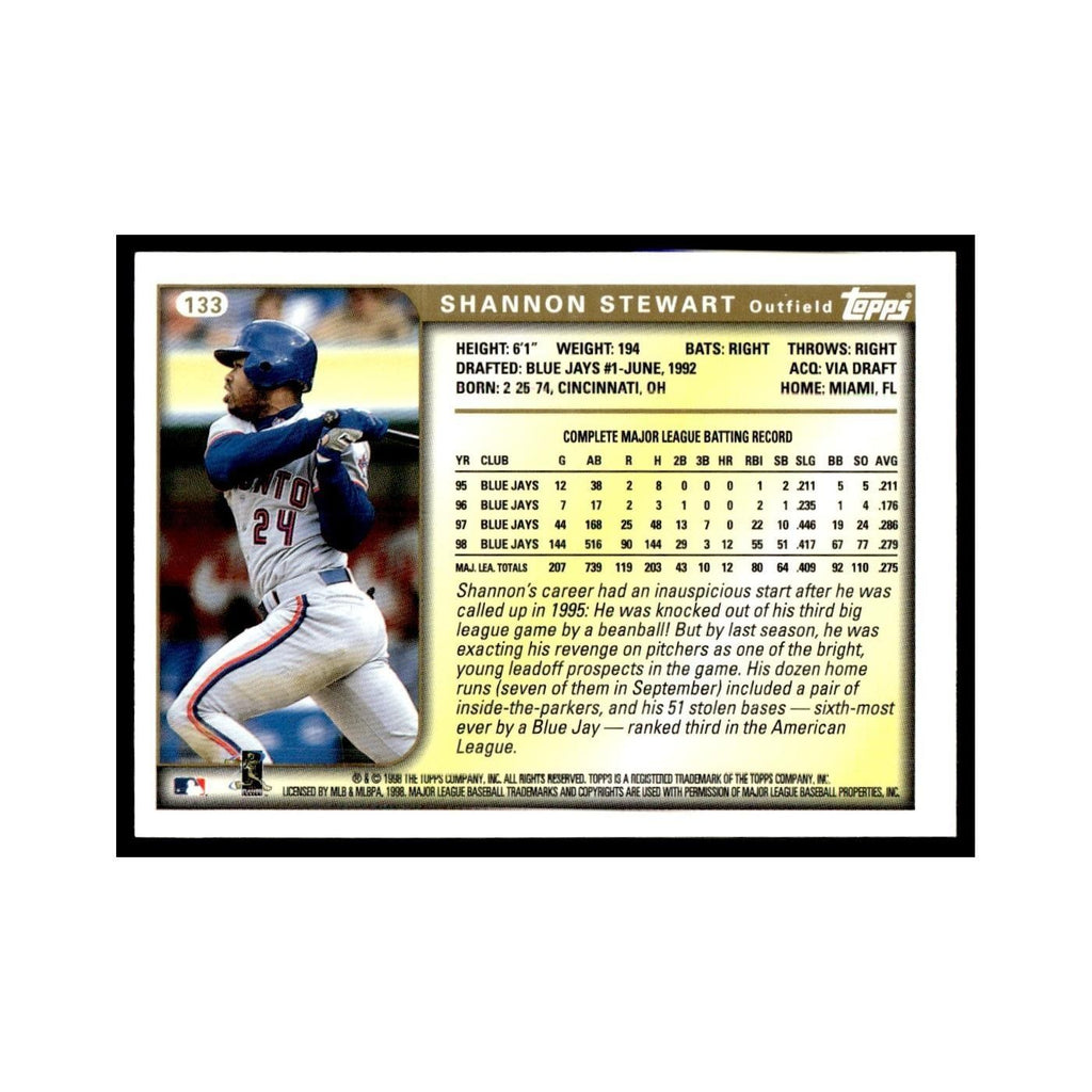 Shannon Stewart 1999 Topps #133 Toronto Blue Jays Baseball Card NM