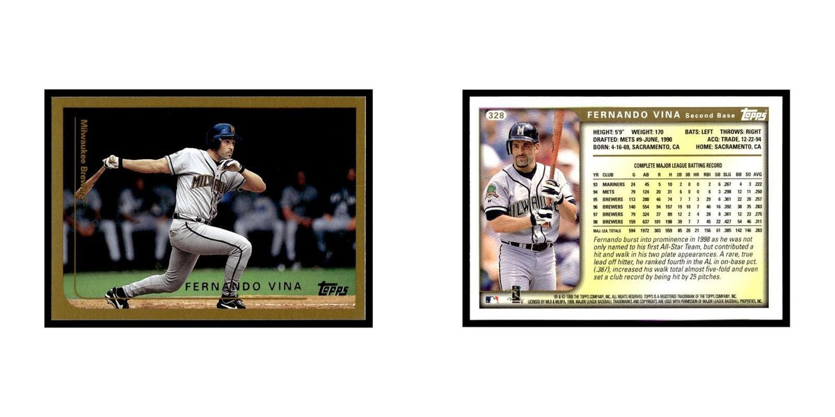 Fernando Vina 1999 Topps #328 Milwaukee Brewers Baseball Card NM