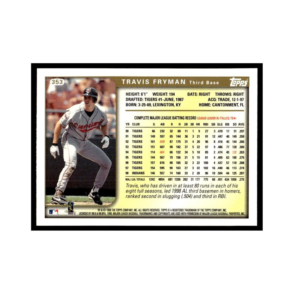Travis Fryman 1999 Topps #353 Cleveland Indians Baseball Card NM