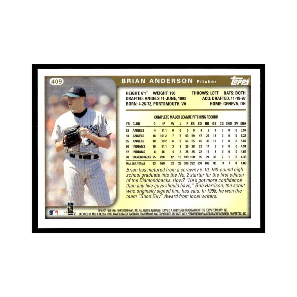Brian Anderson 1999 Topps #409 Arizona Diamondbacks Baseball Card NM