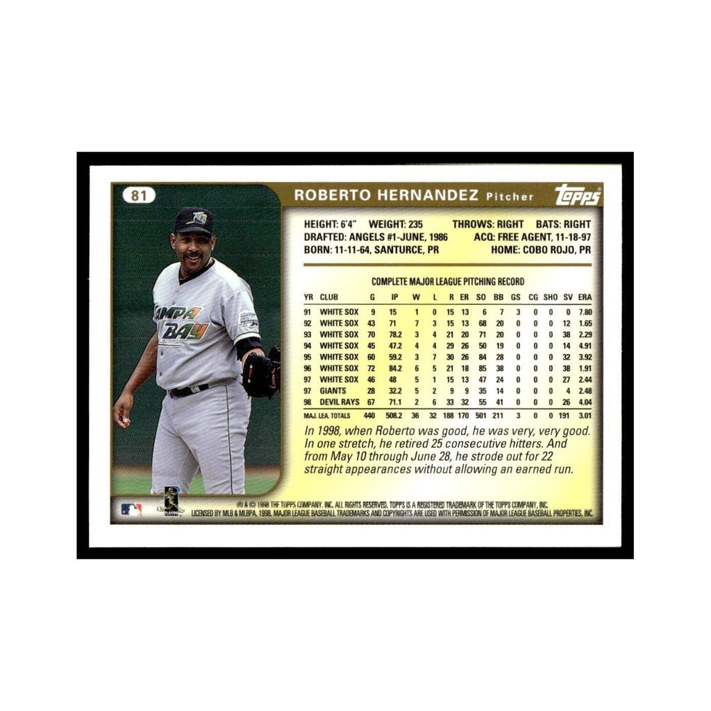Roberto Hernandez 1999 Topps #81 Tampa Bay Devil Rays Baseball Card NM