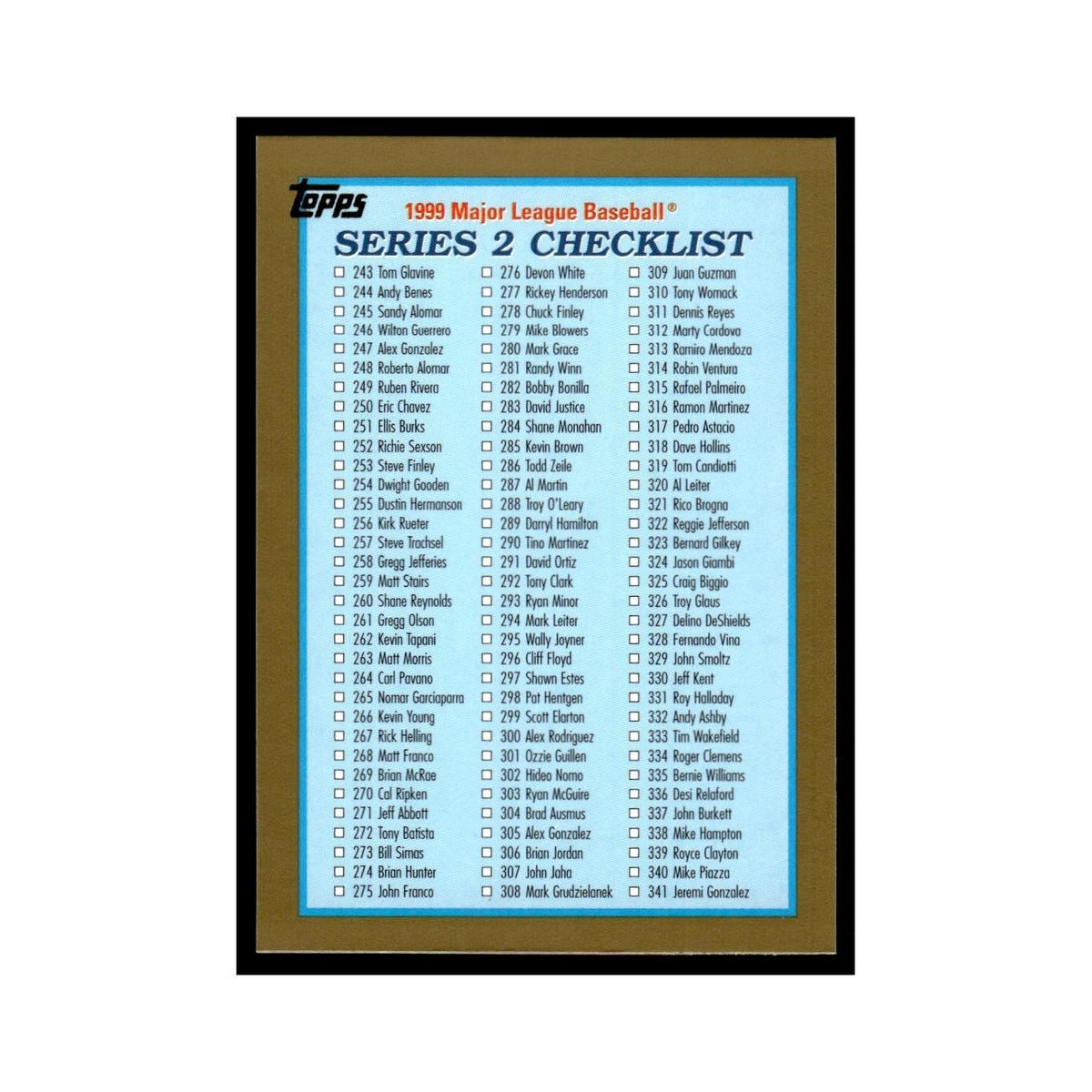 Series 2 Checklist 1999 Topps #462 Baseball Card NM