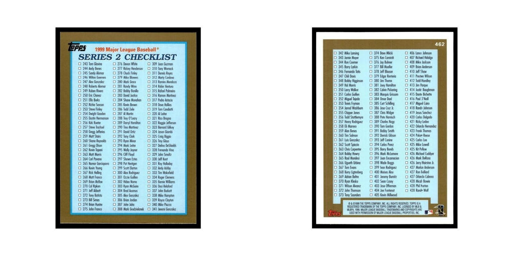Series 2 Checklist 1999 Topps #462 Baseball Card NM