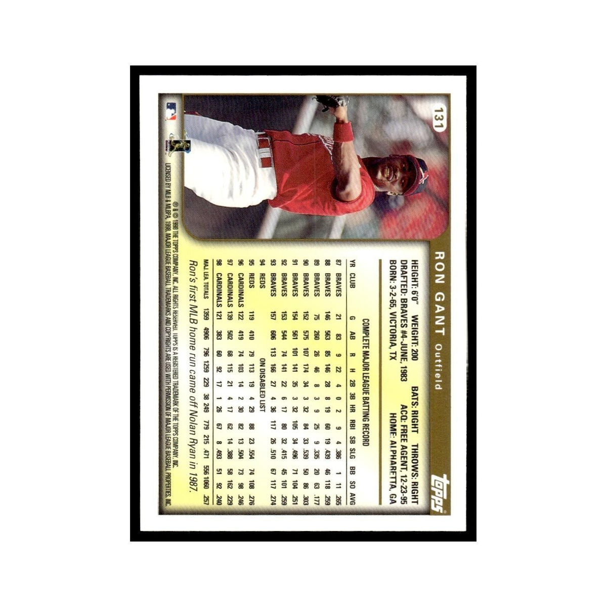 Ron Gant 1999 Topps #131 St. Louis Cardinals Baseball Card NM