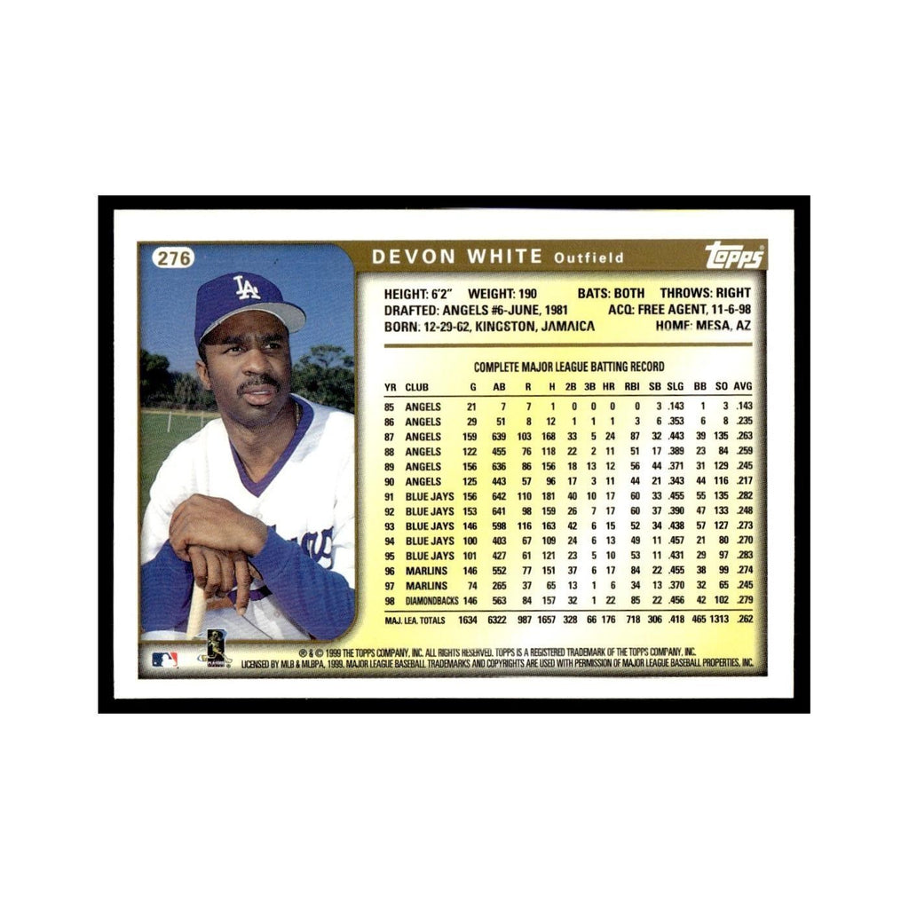 Devon White 1999 Topps #276 Los Angeles Dodgers Baseball Card NM
