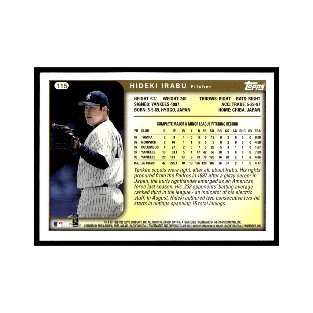 Hideki Irabu 1999 Topps #115 New York Yankees Baseball Card NM