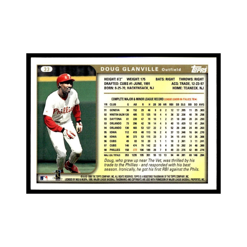 Doug Glanville 1999 Topps #33 Philadelphia Phillies Baseball Card NM