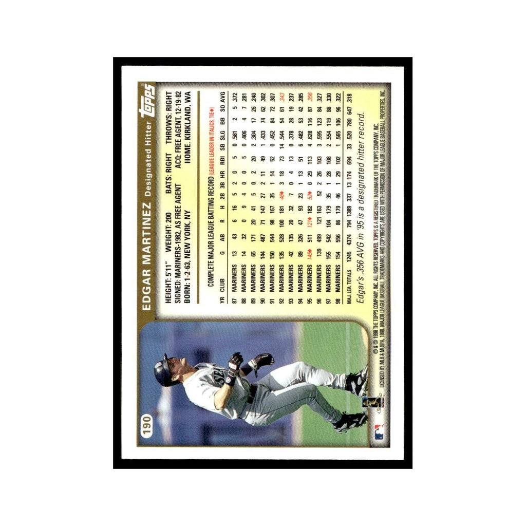 Edgar Martinez 1999 Topps #190 Seattle Mariners Baseball Card NM