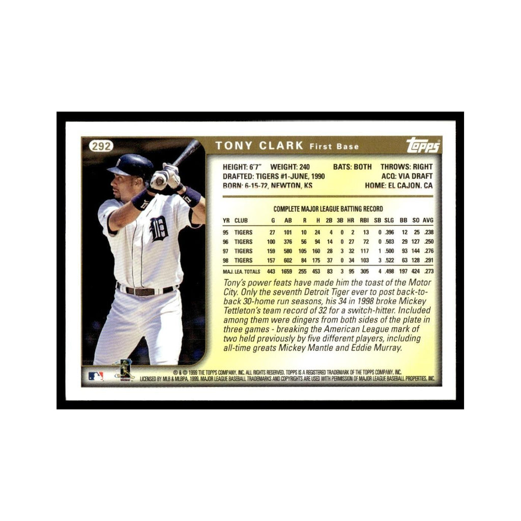 Tony Clark 1999 Topps #292 Detroit Tigers Baseball Card NM