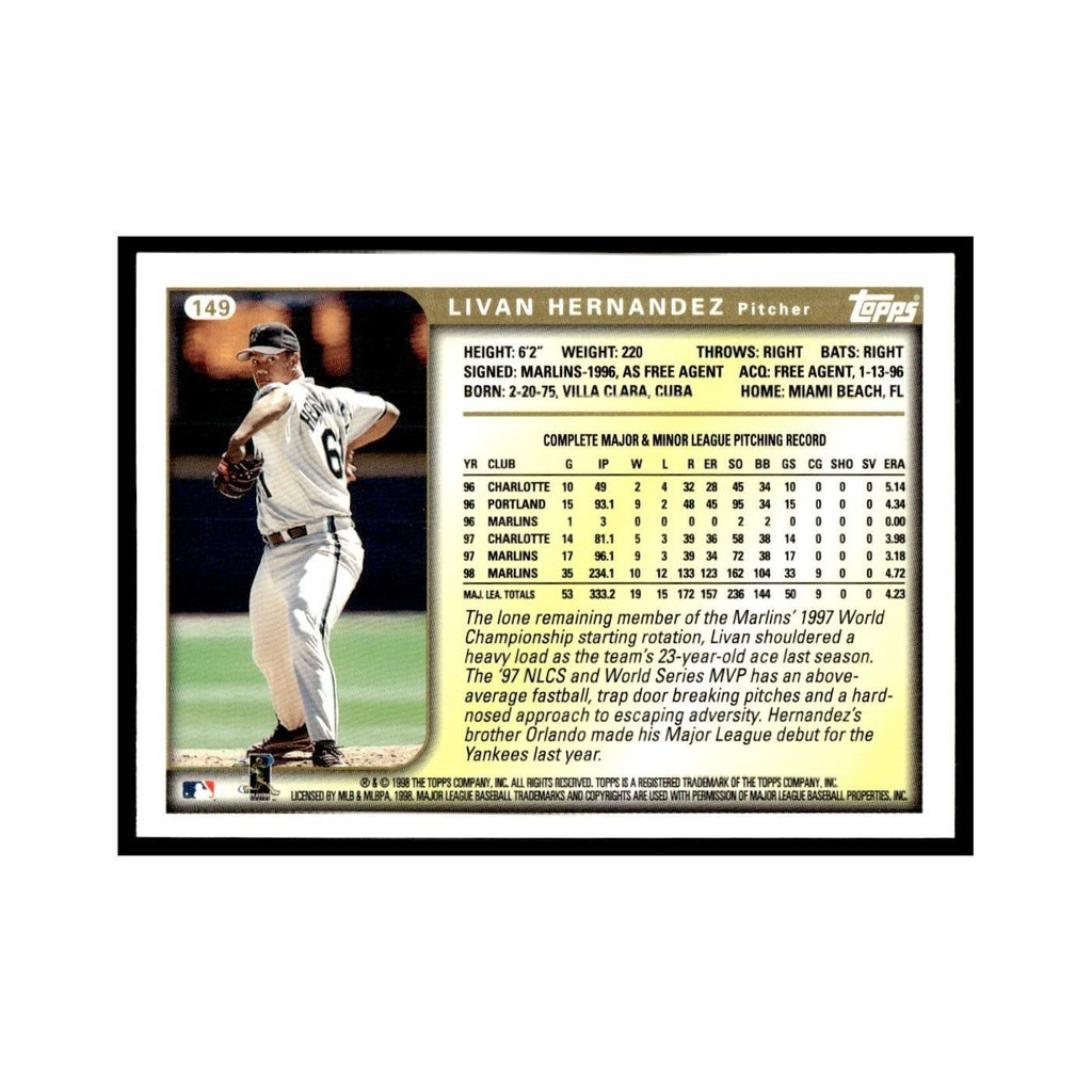 Livan Hernandez 1999 Topps #149 Florida Marlins Baseball Card NM